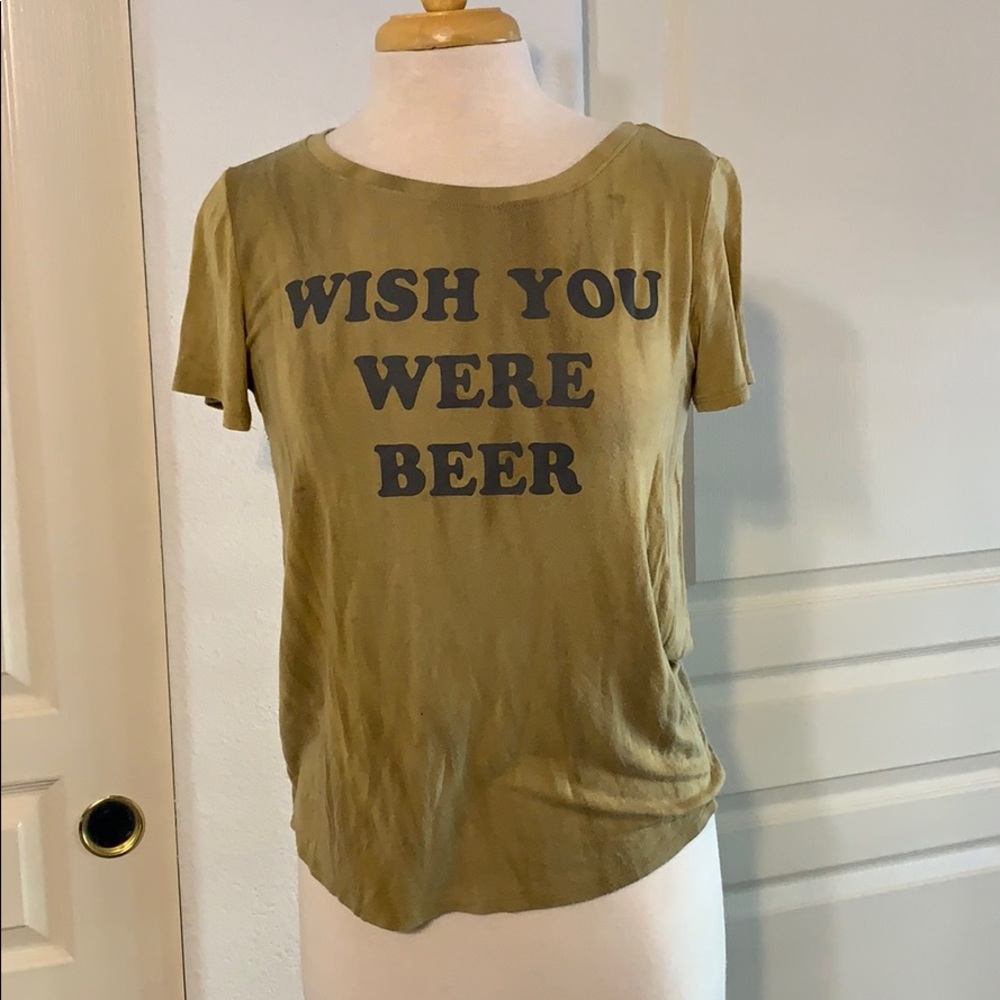 “Wish you were beer” yellow tee